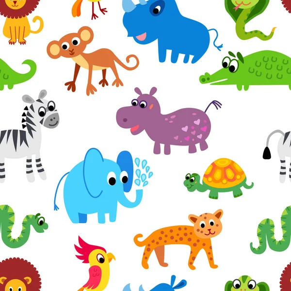 Zoo. Jungle pattern. Seamless tropical vector background. — Stock Vector