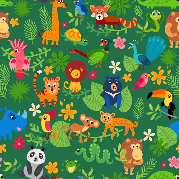 Zoo. Modèle de jungle. Fond vectoriel tropical sans couture . — Image vectorielle