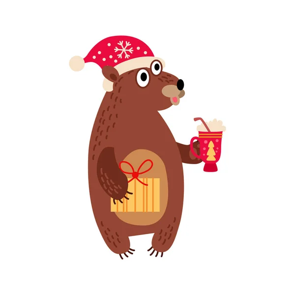 Ícone de urso de Natal. Ilustração vetorial Santa rena — Vetor de Stock