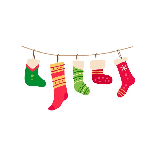 Calcetines de Navidad para regalos único icono plano. Vector — Archivo Imágenes Vectoriales