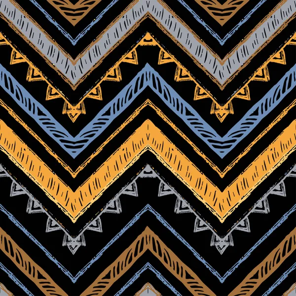 Oro sin costura metálico patrón de zigzag chevron étnico . — Vector de stock