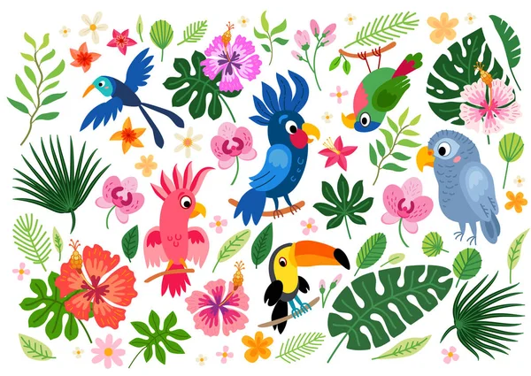 Tropical collection for jungle party or tropical wedding. — Stock Vector