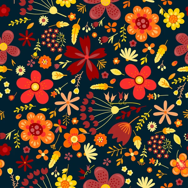 Increíble vector floral patrón sin costuras de flores — Archivo Imágenes Vectoriales