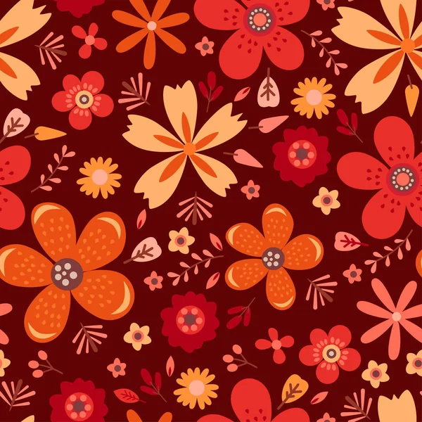 Incrível padrão floral sem costura vetor de flores —  Vetores de Stock