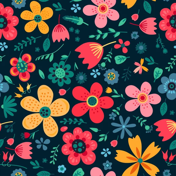 Increíble vector floral patrón sin costuras de flores — Archivo Imágenes Vectoriales