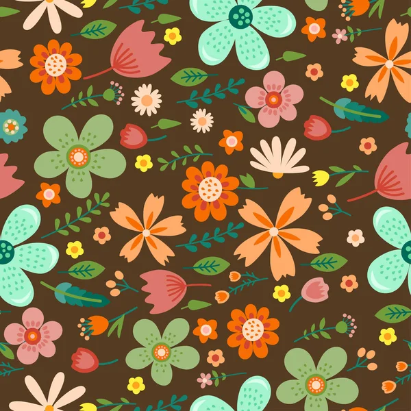 Increíble vector floral patrón sin costuras de flores — Archivo Imágenes Vectoriales