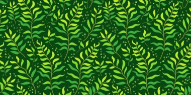 Tropikal yaprakları vektör Dikişsiz desen. Yeşil Cennet.