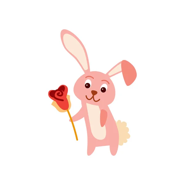 Icône éléments Saint-Valentin - lapin et rose — Image vectorielle