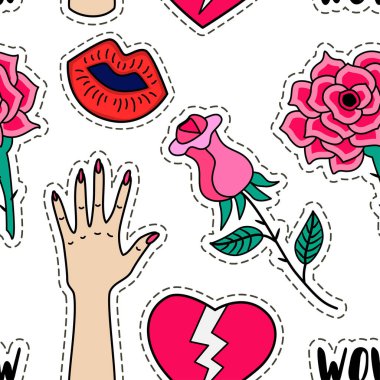 Vektör Feminist güç simgesi ile kusursuz desen.