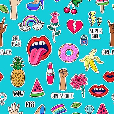 Vektör Feminist güç simgesi ile kusursuz desen.