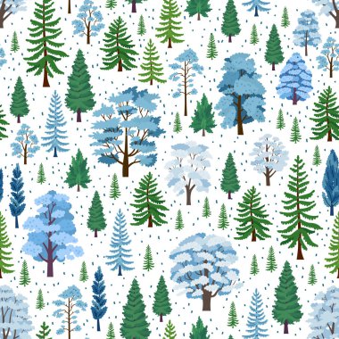 Kış orman ağaçları desen. Bir Woodland arka plan