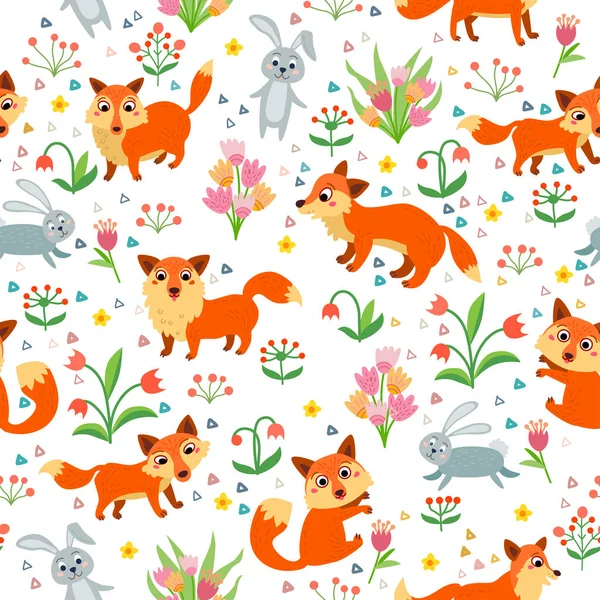 Fox barnslig sömlösa mönster. Vektor illustration bakgrund — Stock vektor