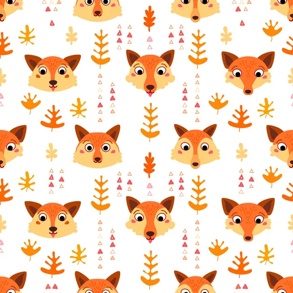 Fox kwekerij naadloze patroon. Vector illustratie achtergrond — Stockvector
