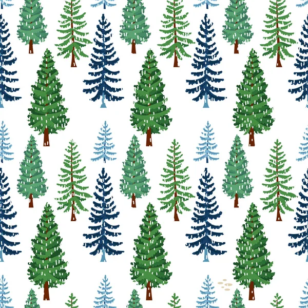 Patrón de árboles forestales de invierno. Un fondo de bosque — Vector de stock