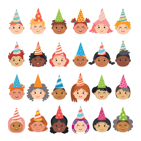 Set van cartoon avatars van kinderen personages — Stockvector