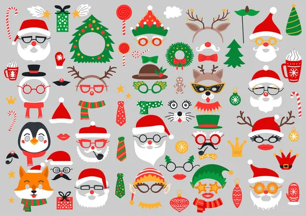 Christmas photo booth and scrapbooking vector set — Stock Vector