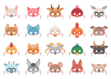 Kostüm için hayvan maskesi seti