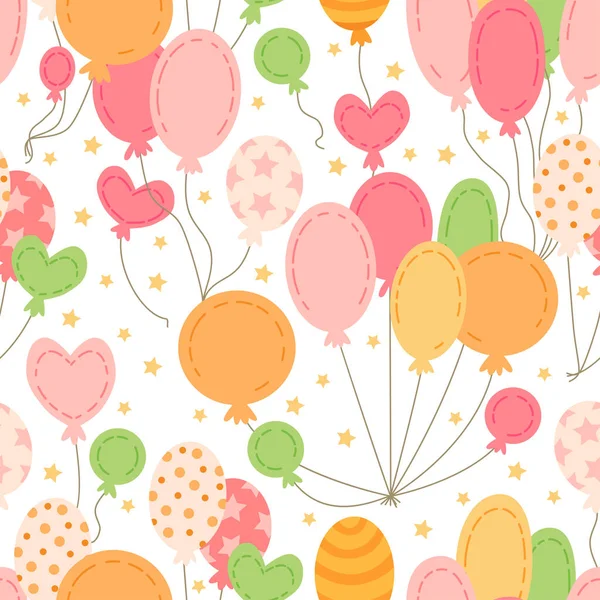 Pattern with colorful balloons. For birthday party — Stock Vector