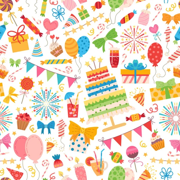 Kids party elements pattern. For birthday party — Stock Vector