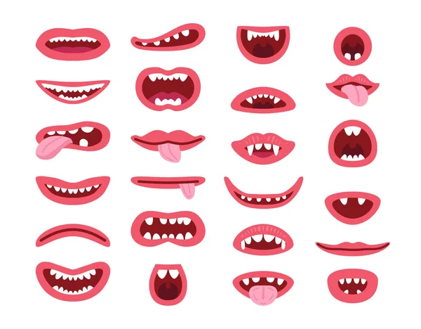 Conjunto de boca de monstruo en diferentes poses . — Archivo Imágenes Vectoriales