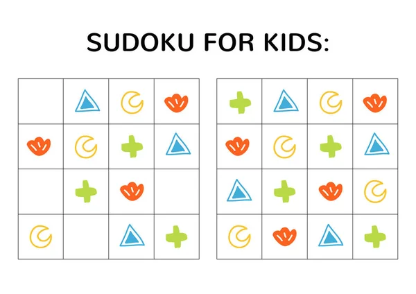 Sudoku juego para niños con imágenes lindas . — Vector de stock