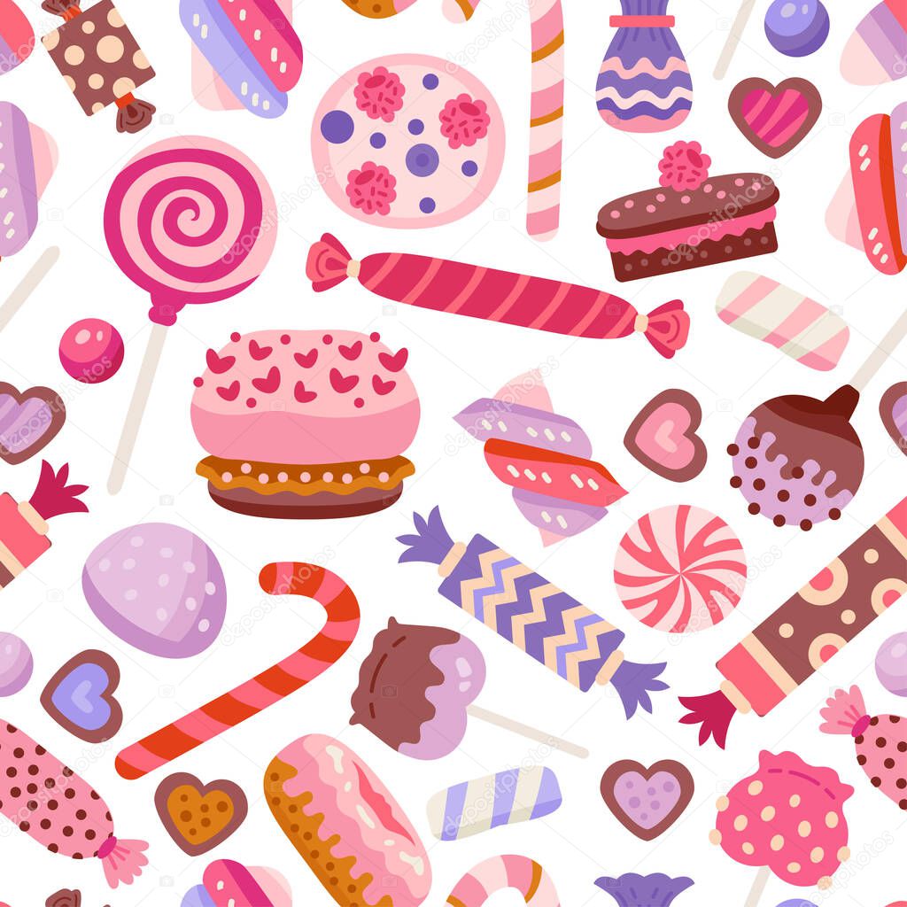 Valentine day sweet pattern with different cupcake