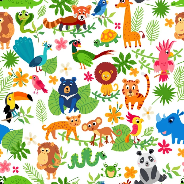 Zoo Jungle pattern. A tropical bird background. — Stock Vector