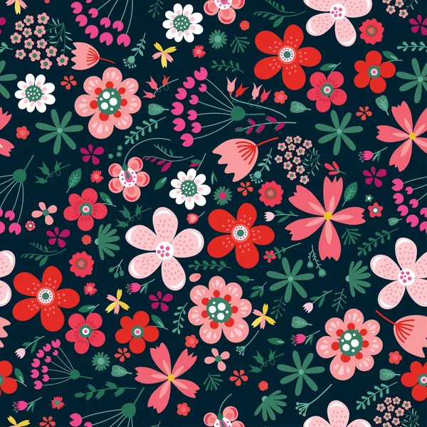 Increíble vector floral patrón sin costuras de flores — Archivo Imágenes Vectoriales