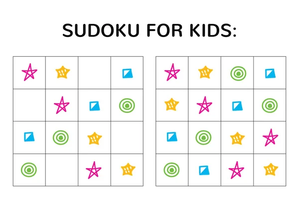 Sudoku-Spiel für Kinder mit niedlichen Bildern. — Stockvektor