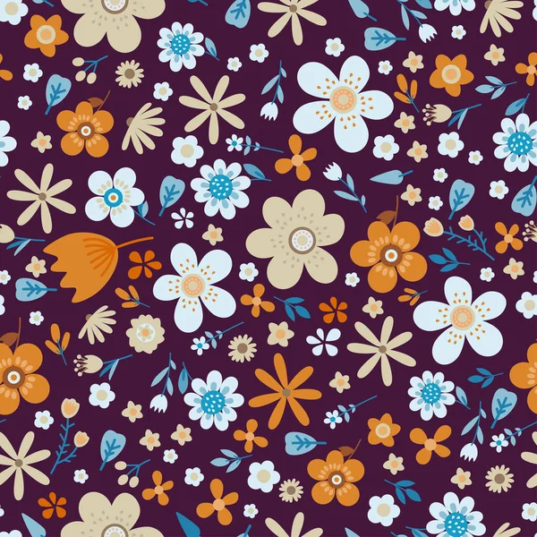 Verbazingwekkende bloemen vector naadloze patroon van bloemen — Stockvector
