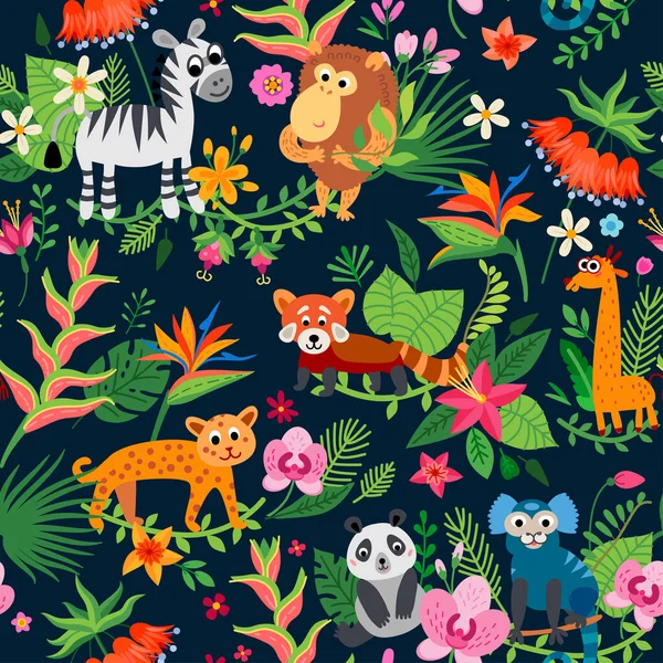 Zoo Dschungel Muster. Ein tropischer Vogel Hintergrund. — Stockvektor