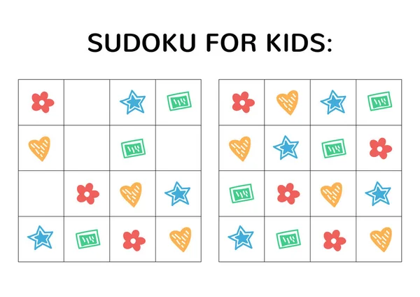 Sudoku gra dla dzieci z cute zdjęcia. — Wektor stockowy