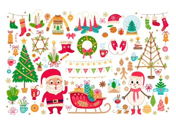 Navidad conjunto grande aislado sobre fondo blanco — Vector de stock