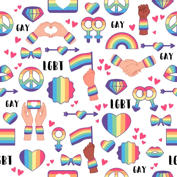 Nahtloses Muster mit Regenbogen-LGBT-Rechten — Stockvektor