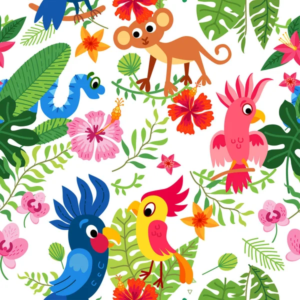 Zoo Jungle patroon. Een tropische vogel achtergrond. — Stockvector