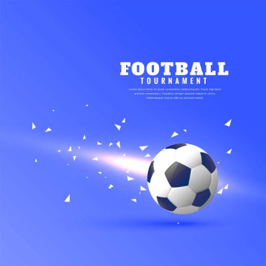 Soyut futbol mavi arka plan ışık ve parçacık etkisi ile
