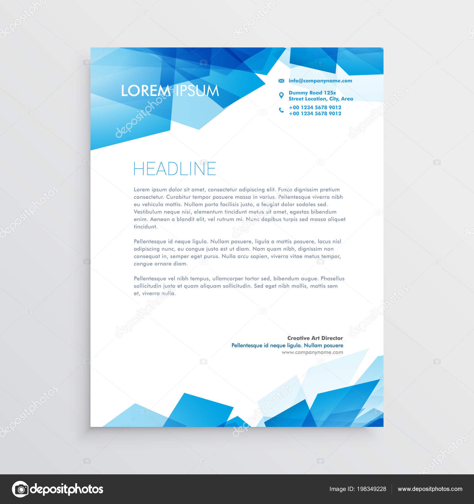 abstract blue letterhead design template stock vector starline