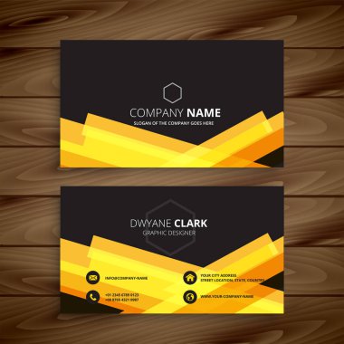 karanlık kartvizit soyut sarı şekillerle