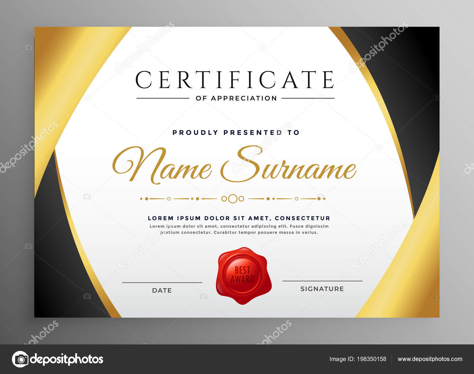 Premium Certificate Appreciation Template Stock Vector Image by Regarding Template For Recognition Certificate