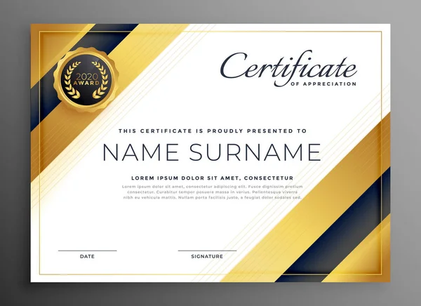 Design Certificado Premium Dourado Luxo —  Vetores de Stock