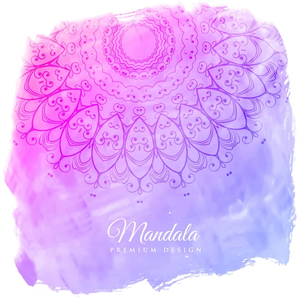 Schöner Aquarell Hintergrund Mit Mandala Kunst — Stockvektor