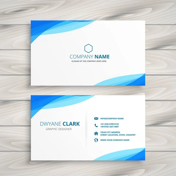 Elegante Azul Blanco Diseño Tarjeta Visita — Vector de stock