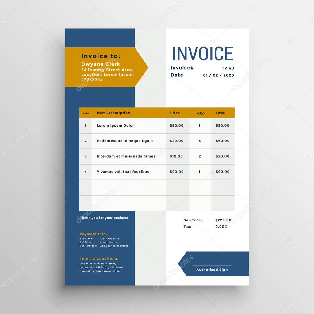 professional business invoice template design