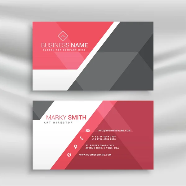 Stylish Red Gray Geometric Business Card — Stock Vector