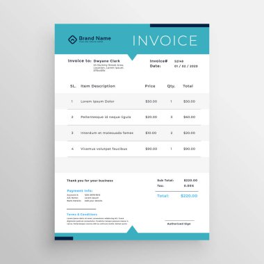 Modern fatura şablonu işletmeniz için
