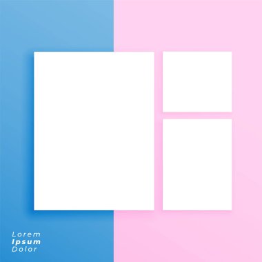 üç kare boş veya pastel arka plan üzerinde kart