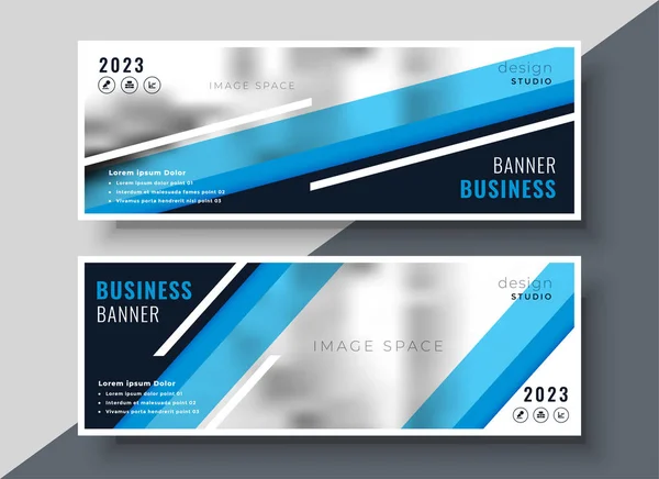 Abstract Geometric Blue Business Banners Design — Stock Vector