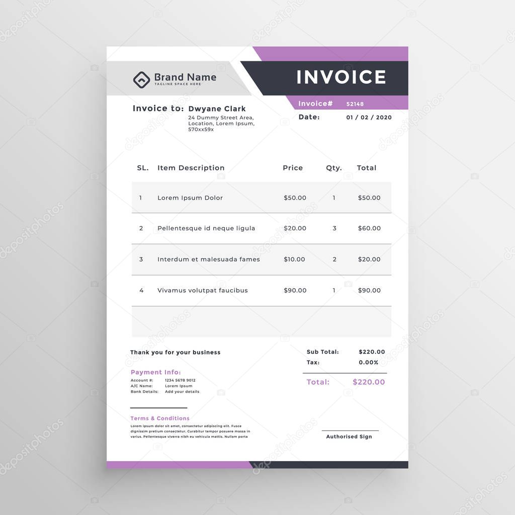 elegant invoice template in minimal style