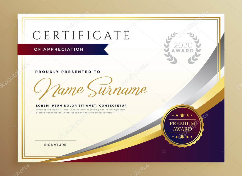 stylish certificate template design in golden theme