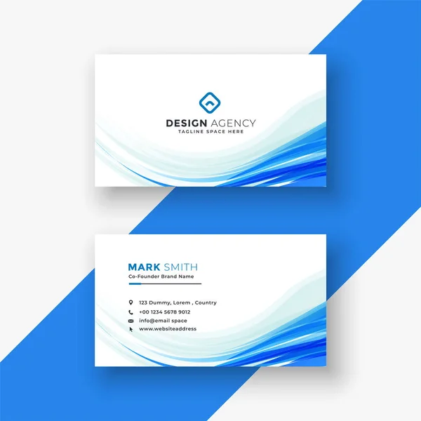 elegant white business card with blue wave